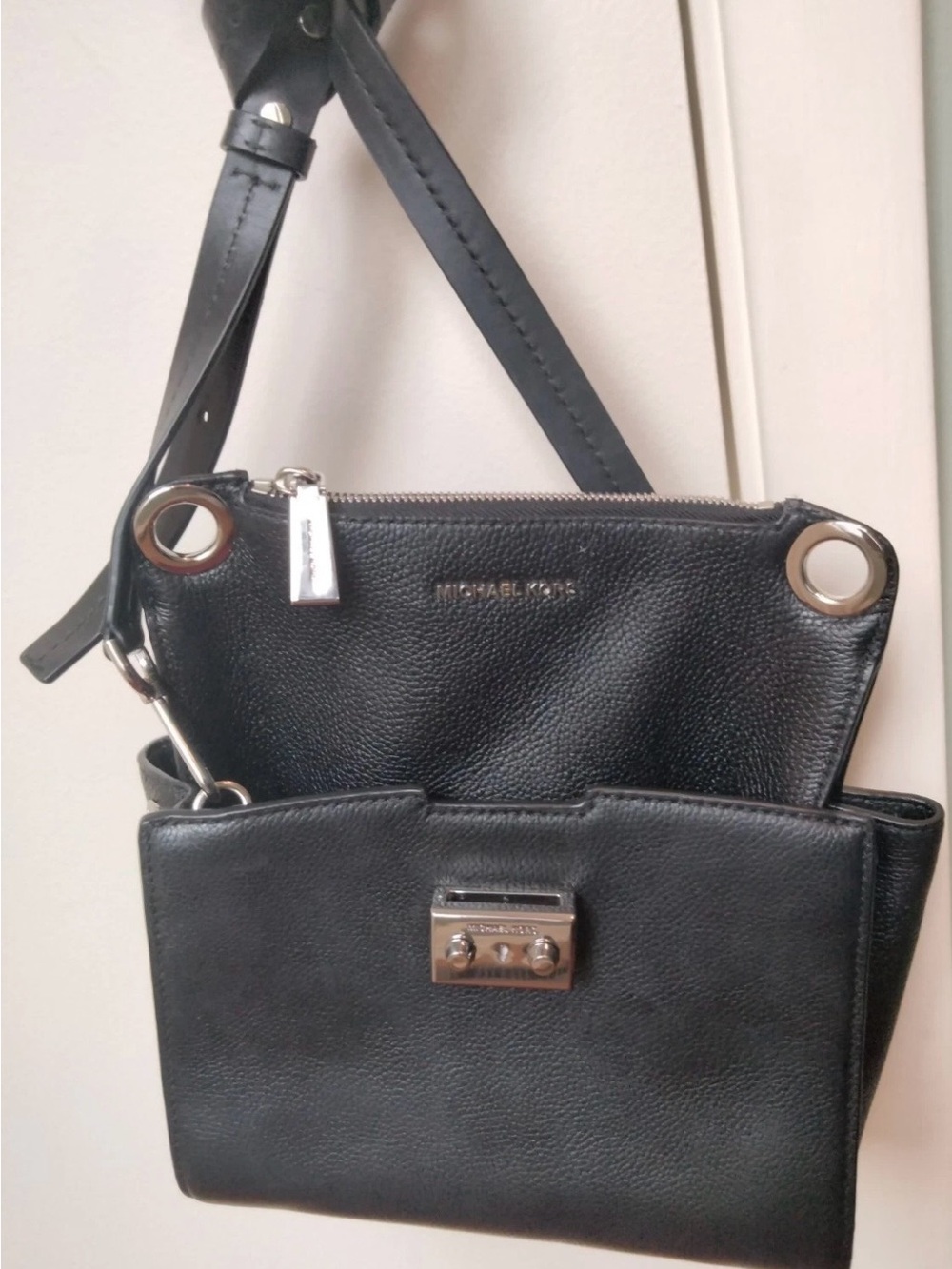 2 in 1 Michael Kors leather Double-Pouch Crossbody Bag   Free Gift with Purchase